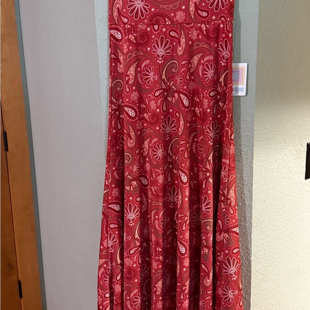 LuLaRoe Red Paisley Maxi Skirt